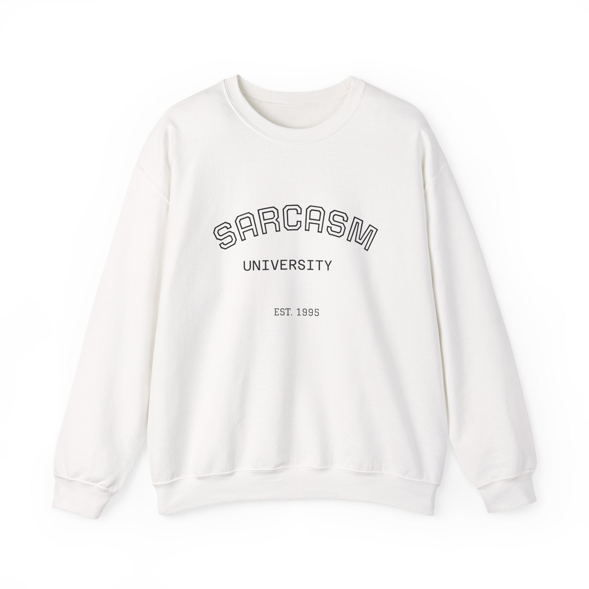Sarcasm University Crewneck Sweatshirt — Vintage Collegiate Graphic