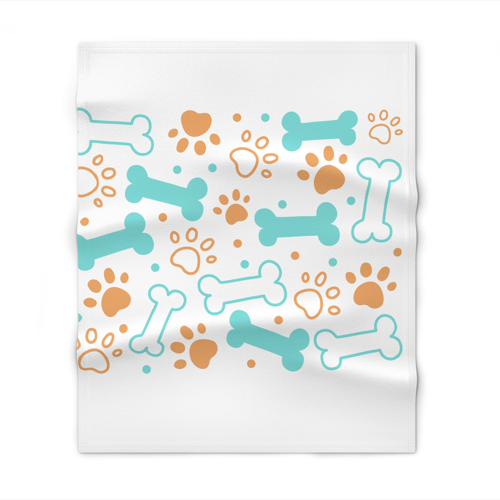 Dog Bone & Paw Print Throw Blanket — Cozy Pet-Themed Sofa Blanket