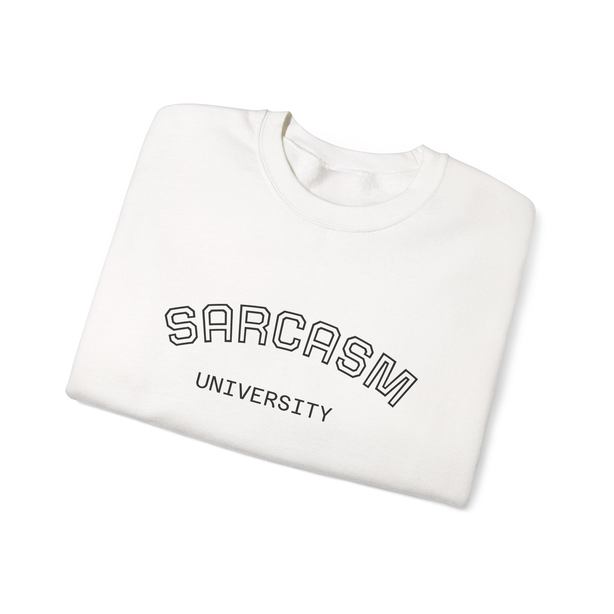 Sarcasm University Crewneck Sweatshirt — Vintage Collegiate Graphic